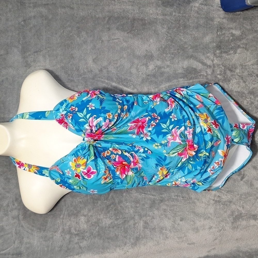 Tropica Floral Blue Women's One Piece Swimsuit - Picture 3 of 12